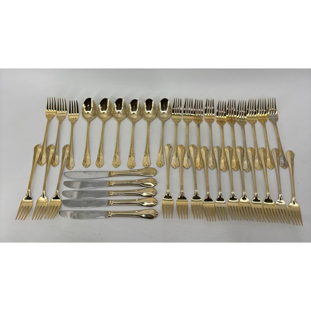 Hampton Silversmith Stainless Steel Gold Tone Flatware Spoon Fork